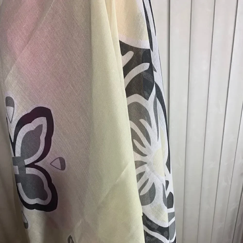 Sheer Scarve  Beige With Gold And Black Design Tassles Opening In Front New